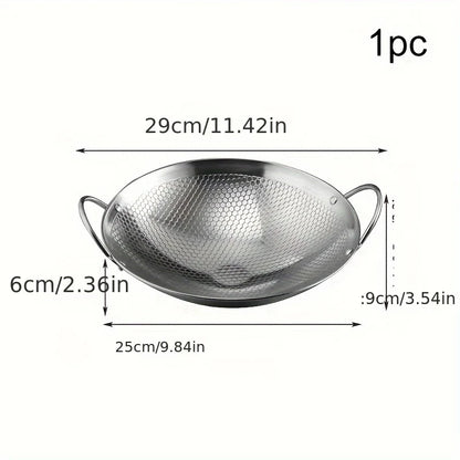 29cm/11inch Stainless Steel Honeycomb Skillet | Non-Stick, Scratch-Resistant Cooking Pan for Pasta, Steak, Porridge, Ramen