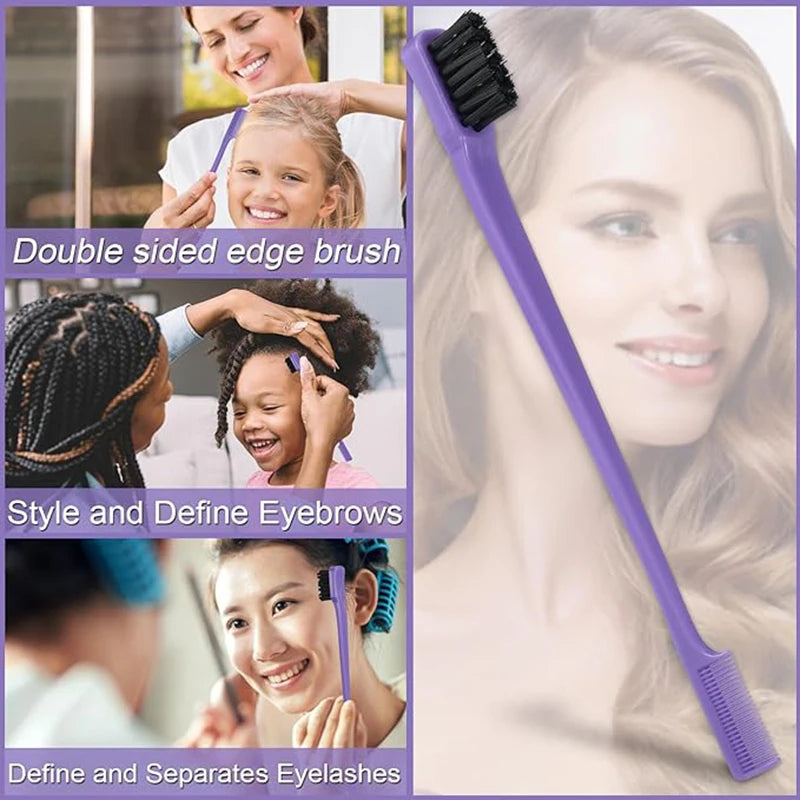 5PCS Comb Set – Detangling Hair Brush, Curly Hair Curved Rat Tail Comb, Edge Brush, Salon Tools for Curly Hair