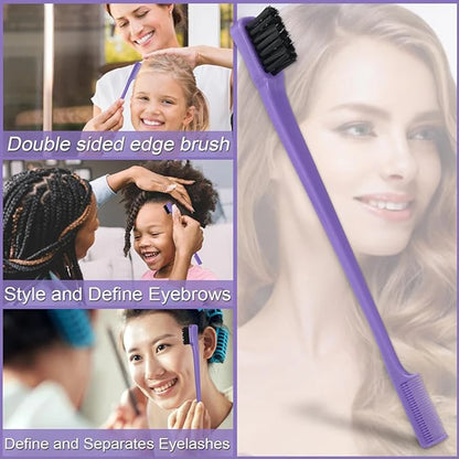 5PCS Comb Set – Detangling Hair Brush, Curly Hair Curved Rat Tail Comb, Edge Brush, Salon Tools for Curly Hair