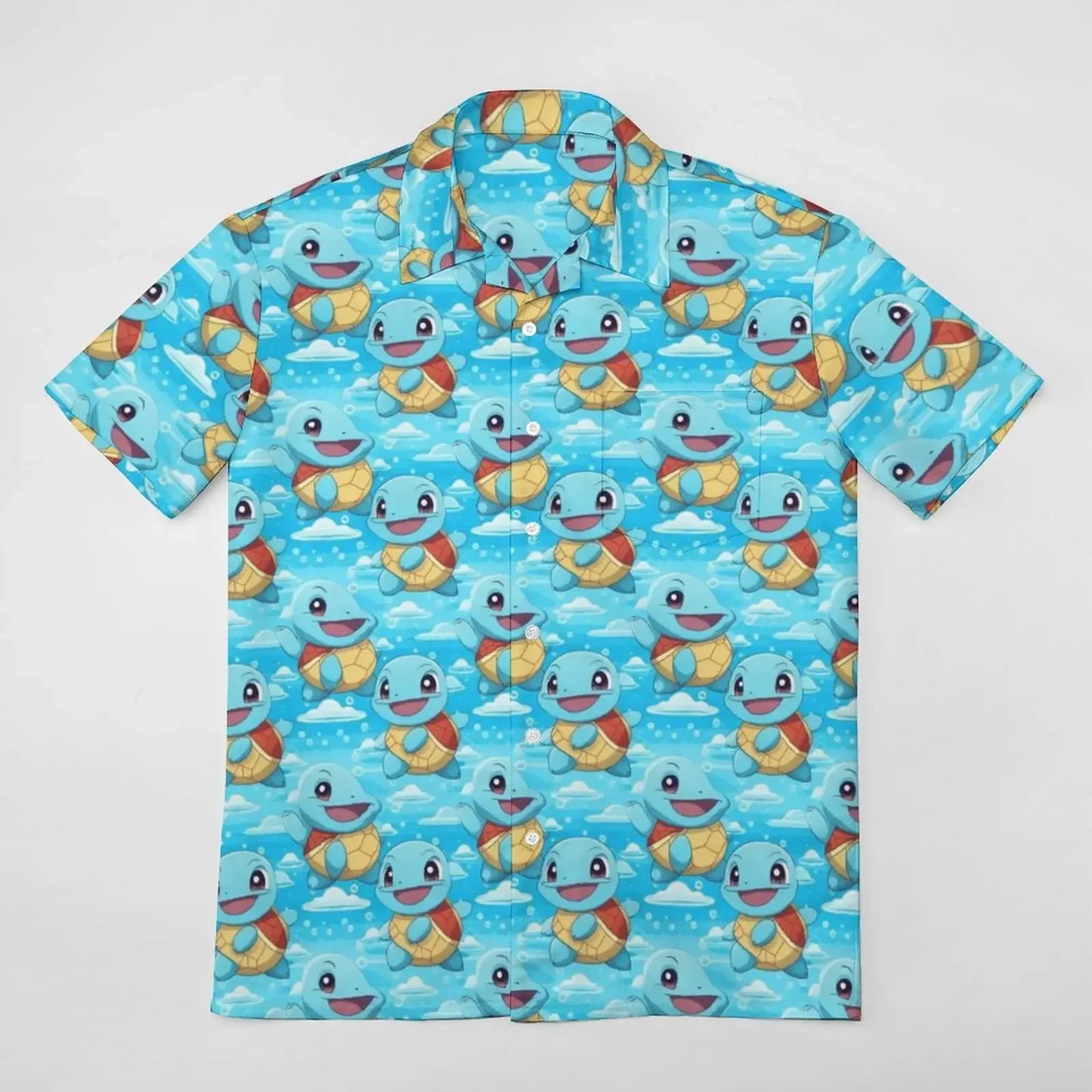 Summer Men's Short Sleeve Shirt – Cute Animal Print, Open Button Lapel, Comfortable Casual Top