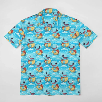 Summer Men's Short Sleeve Shirt – Cute Animal Print, Open Button Lapel, Comfortable Casual Top