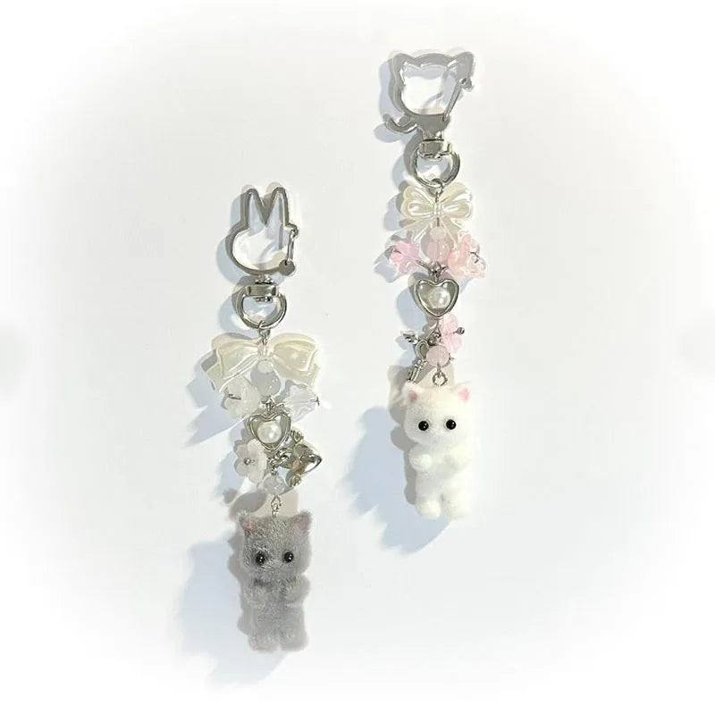 Furry Kitten Keychain — Handmade Y2K Fashion Accessory for Women