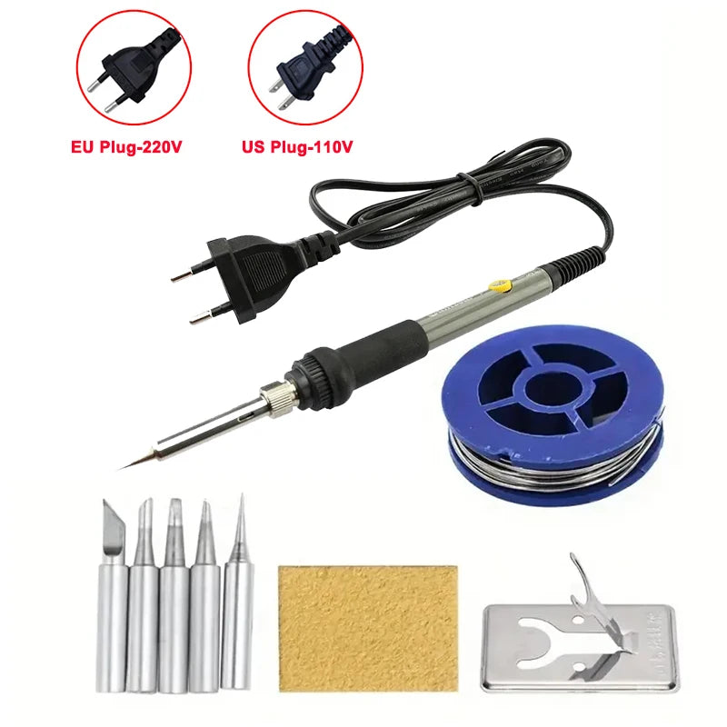 60W Adjustable Temperature Soldering Iron - 110V/220V Electric Welding Iron for DIY & Electronics Repair