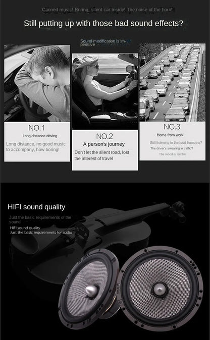 High-Quality Two-Way Car Audio Modification Kit - 6.5 Inch 12V High Power Amplifier & Front Door Speaker Kit