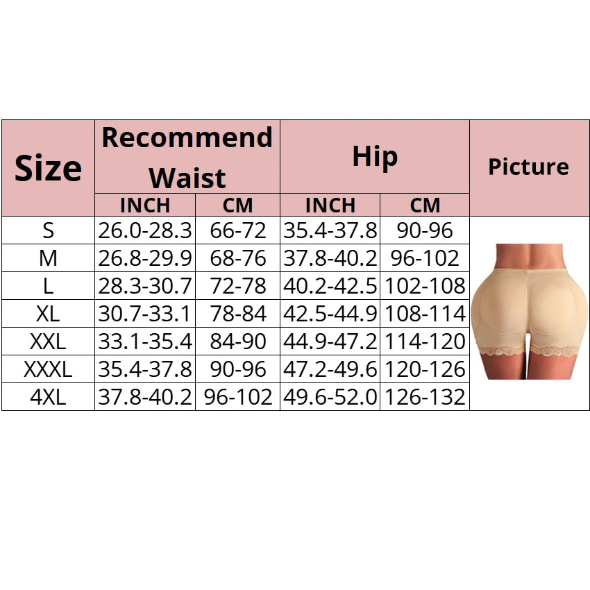 Padded Butt Lifter Corrective Underwear - Butt Enhancer Body Shaper, Modeling Strap Fake Hip Shapewear, Push Up Panties