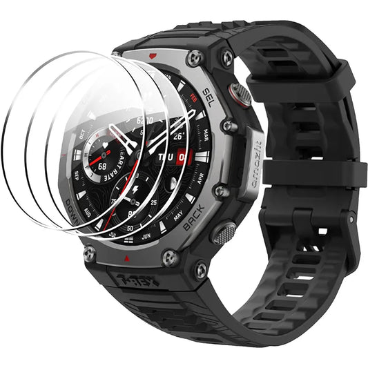 3-Pack Tempered Glass Screen Protectors for Huami Amazfit T-Rex 3 — Durable Protective Film for Smartwatch