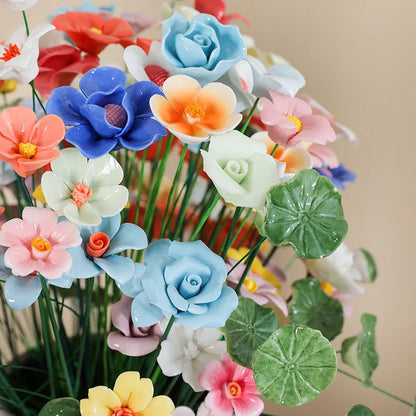 5PCS Handmade Ceramic Flowers – High-Temperature Simulation Eternal Life Flower Decorations, Creative Home & Gift Decor