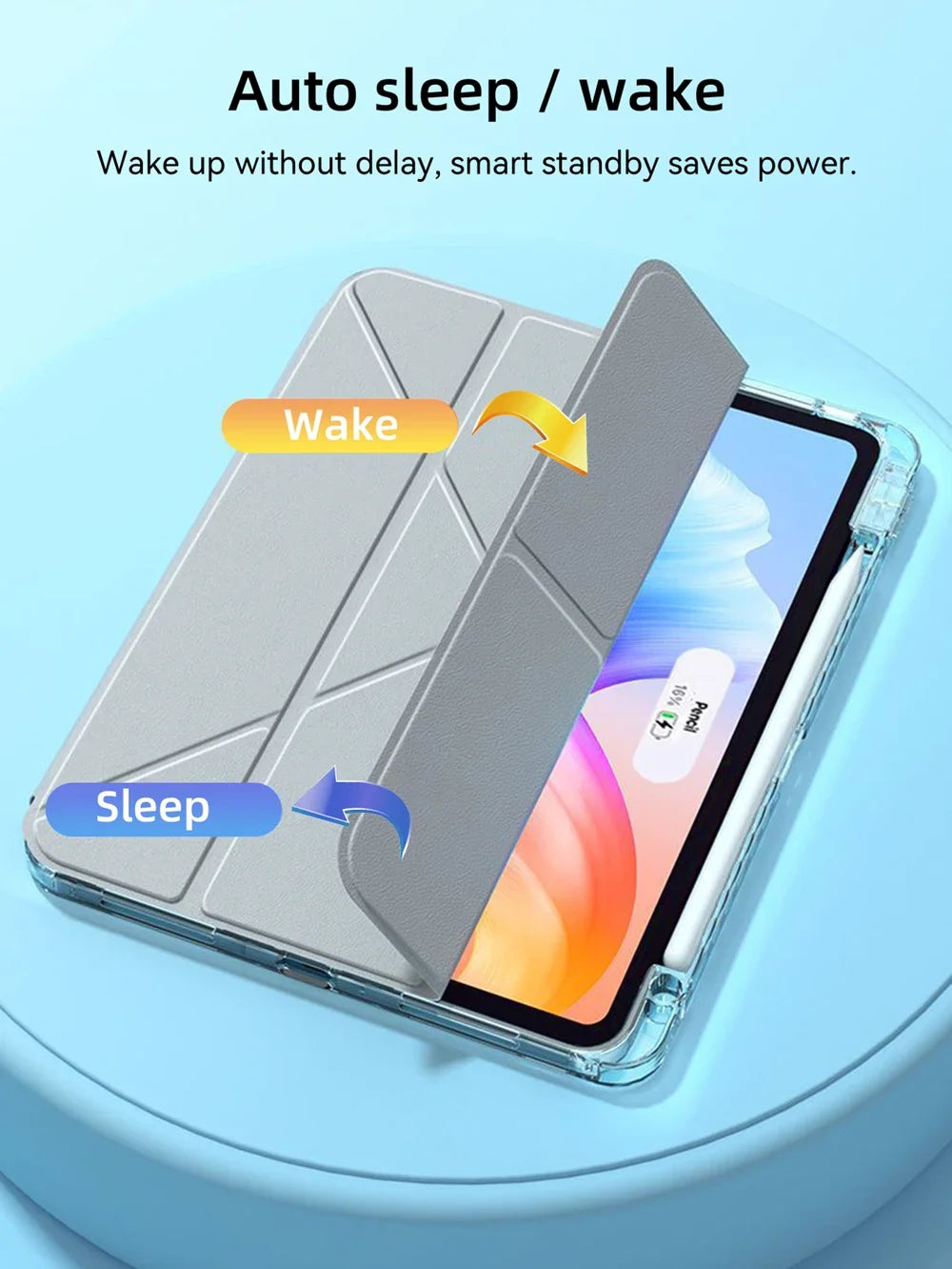 Smart Case with Pen Holder for iPad Air 5/6, Pro 11/12.9, Mini 6/7 – Compatible with 9.7" to 13" Models
