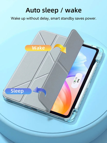 Smart Case with Pen Holder for iPad Air 5/6, Pro 11/12.9, Mini 6/7 – Compatible with 9.7" to 13" Models