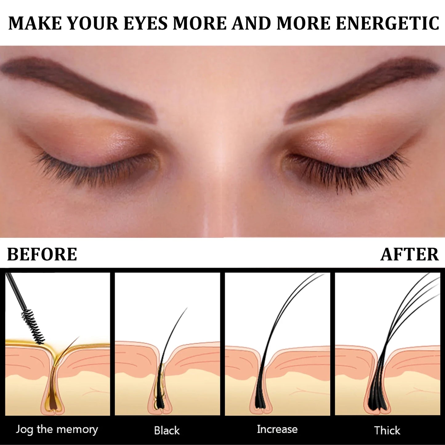 Natural Eyebrow & Eyelash Growth Serum — Thickening, Curling, Moisturizing with Castor Oil for Women