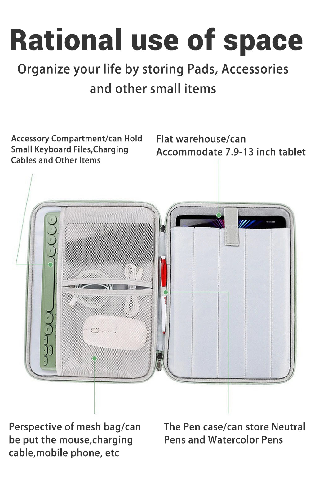 EMTRA Tablet Handbag Case - Shockproof Cover for iPad Mini 6, Air 4/5, Pro 11/12.9, Xiaomi Pad 5 & Kindle