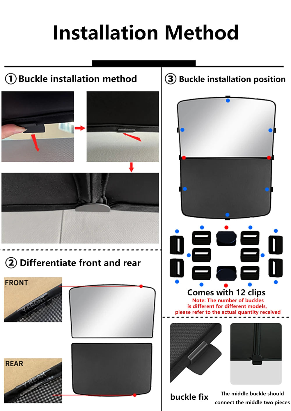 Split Sunshade for Tesla Model 3 (2017-2023) & Model Y – Front & Rear Sunroof Windshield Skylight Glass Roof Cooling Shade
