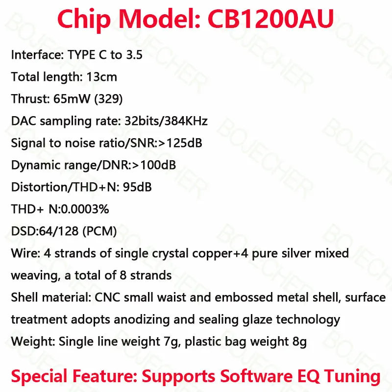 HiFi Type-C to 3.5mm DAC Amplifier Adapter – CB1200AU Chip USB-C Audio Decoder AMP for Android Devices