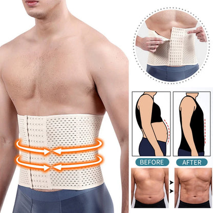 Men Slimming Waist Trainer Belt – Body Shaper Corset for Abdomen & Belly Control Fitness Compression Shapewear Tummy Trimmer Belt