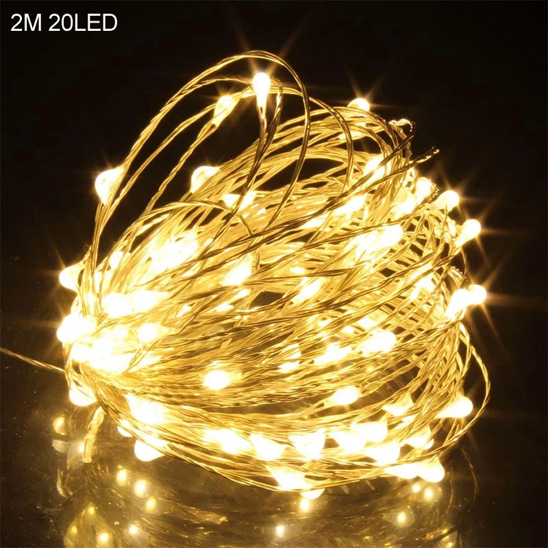 2M 20LED Santa Claus & Snowflake Light String – Christmas Decoration for Home, Xmas Tree, Kids Gift, and New Year 2025