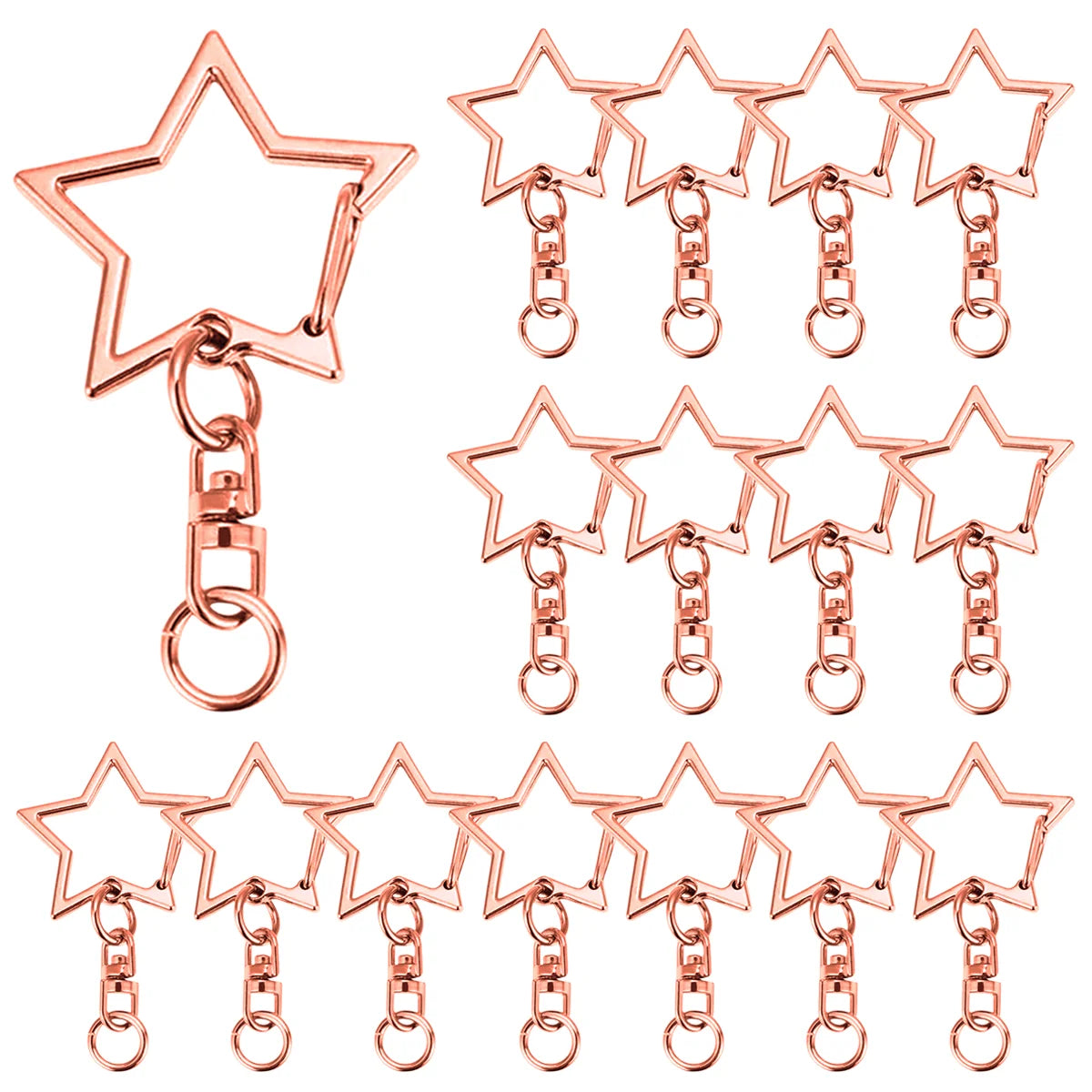 5/15/25/50 Sets Star Keychain Clasps - Lobster Claw Hooks with Jump Rings for DIY Crafts, Jewelry & Accessories