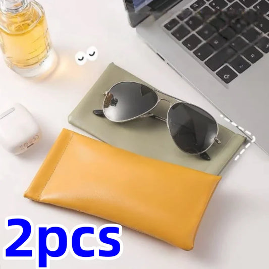 2Pcs PU Leather Automatic Sunglasses Case – Waterproof Hard Protective Glasses Storage Bag for Eyewear Travel Protection