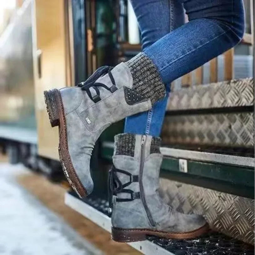 Women’s Winter Mid-Calf Boots – Fashion Snow Shoes, Warm Suede Thigh-High Botas 2023