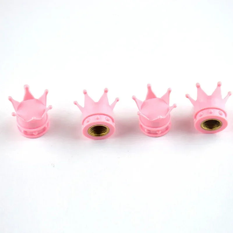 4 Pcs Crown Dice Car Wheel Tire Valve Caps - Universal Tyre Rim Stem Covers | Air Dust & Waterproof | Bling Accessories for Car & Motorcycle