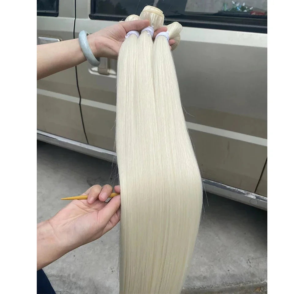 26" Ombre Straight Synthetic Hair Extensions – Smooth Weaving, Full Blue Hair Bundles from Root to End