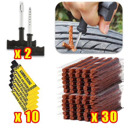 Car & Motorcycle Tire Repair Kit – Tubeless Tyre Puncture Plug Set with Rubber Strips for Truck & Vacuum Tire Repairs