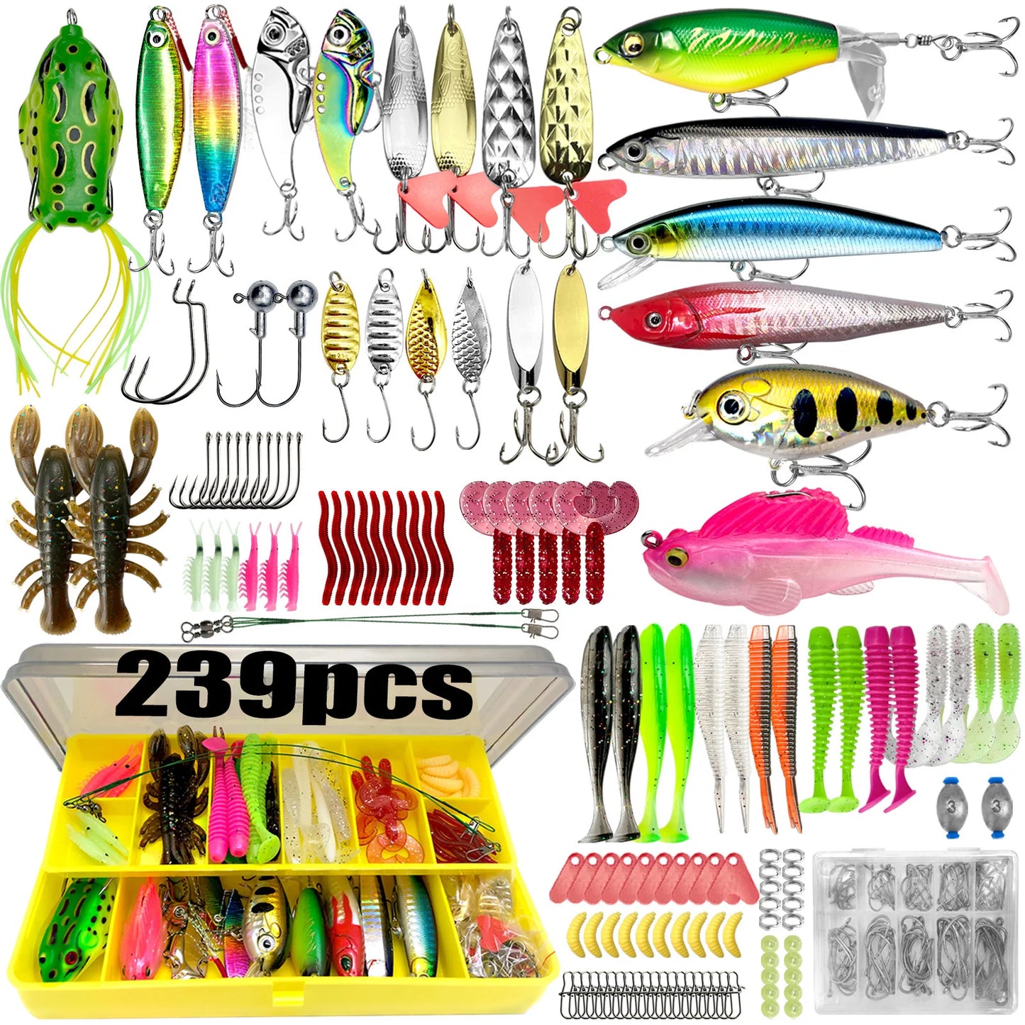 83/133/193/239/409PCS Fishing Lure Kit – Multi-Layer Tackle Box Set for Trout, Pike & Bass Fishing Pro Gear Accessories