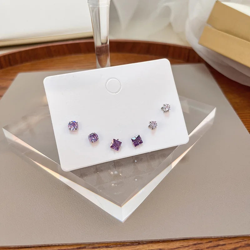 S925 Silver Stud Earrings Set - Simple Cute Mini Earrings for Women Girls Exquisite Jewelry Gift Wholesale