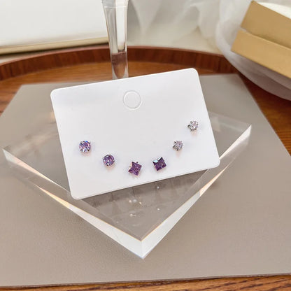 S925 Silver Stud Earrings Set - Simple Cute Mini Earrings for Women Girls Exquisite Jewelry Gift Wholesale