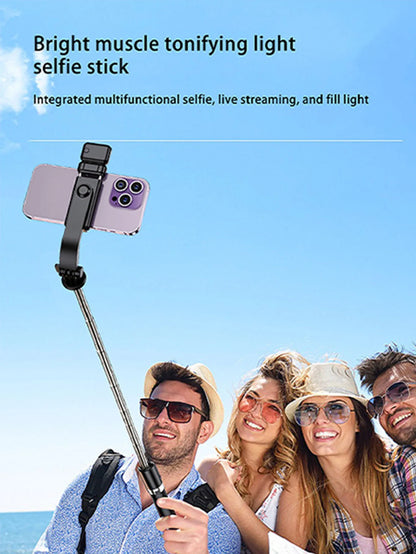 170cm/67in Selfie Stick Tripod – Extendable Aluminum Stand with Fill Light & Bluetooth Remote, Compatible with iPhone & Android