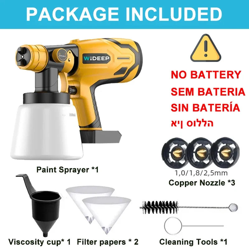 Cordless HVLP Paint Sprayer - 1500W Electric Spray Gun For Dewalt 20V MAX Battery Furniture & DIY Coating Projects