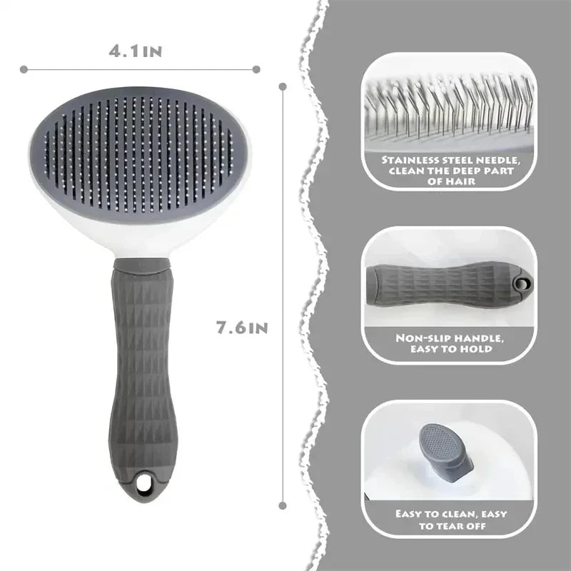 Self-Cleaning Pet Grooming Brush - Dog & Cat Hair Remover Comb for Deshedding and Dematting