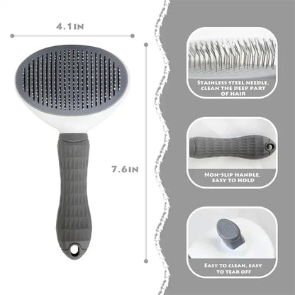 Self-Cleaning Pet Grooming Brush - Dog & Cat Hair Remover Comb for Deshedding and Dematting