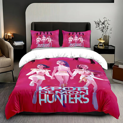 Anime Demon Hunters Zoey Mira Bedding Set – Duvet Cover for Kids, Teens & Adults, Single to King Size Gift