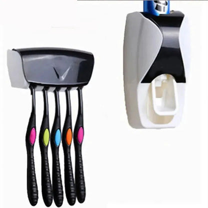 2PCS Automatic Toothpaste Dispenser Set – Wall-Mount Dust-Proof Toothbrush Holder & Squeezer for Bathroom Accessories