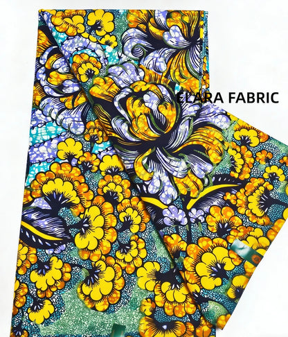 African Golden Glitter Wax Fabric - Soft Cotton Ankara Batik Print Material for Uniforms
