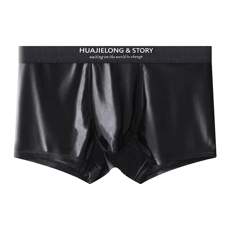 Men’s Ice Silk Boxer Shorts – Breathable Satin-Like Mesh Summer Underwear, Skin-Friendly Comfort Fit (1–3 Pack)