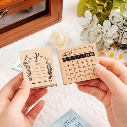 Cute Cat Wood Stamp Calendar – Daily & Monthly Planner Stamps for Journaling, Scrapbooking & DIY Crafts