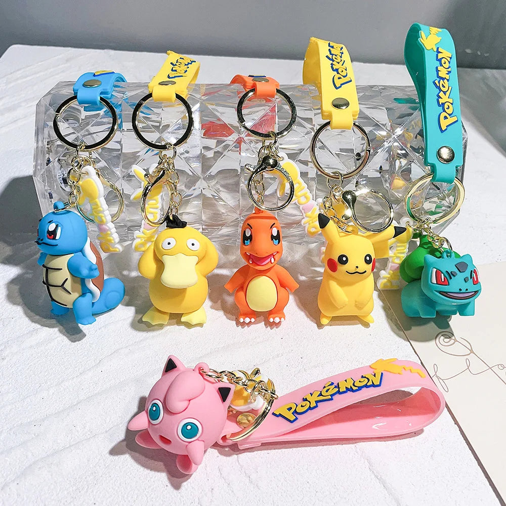 Pokemon Pikachu Keychain Anime Cartoon Figure Toy Pendant – Charmander Psyduck Bag & Car Key Ring Kid Gift