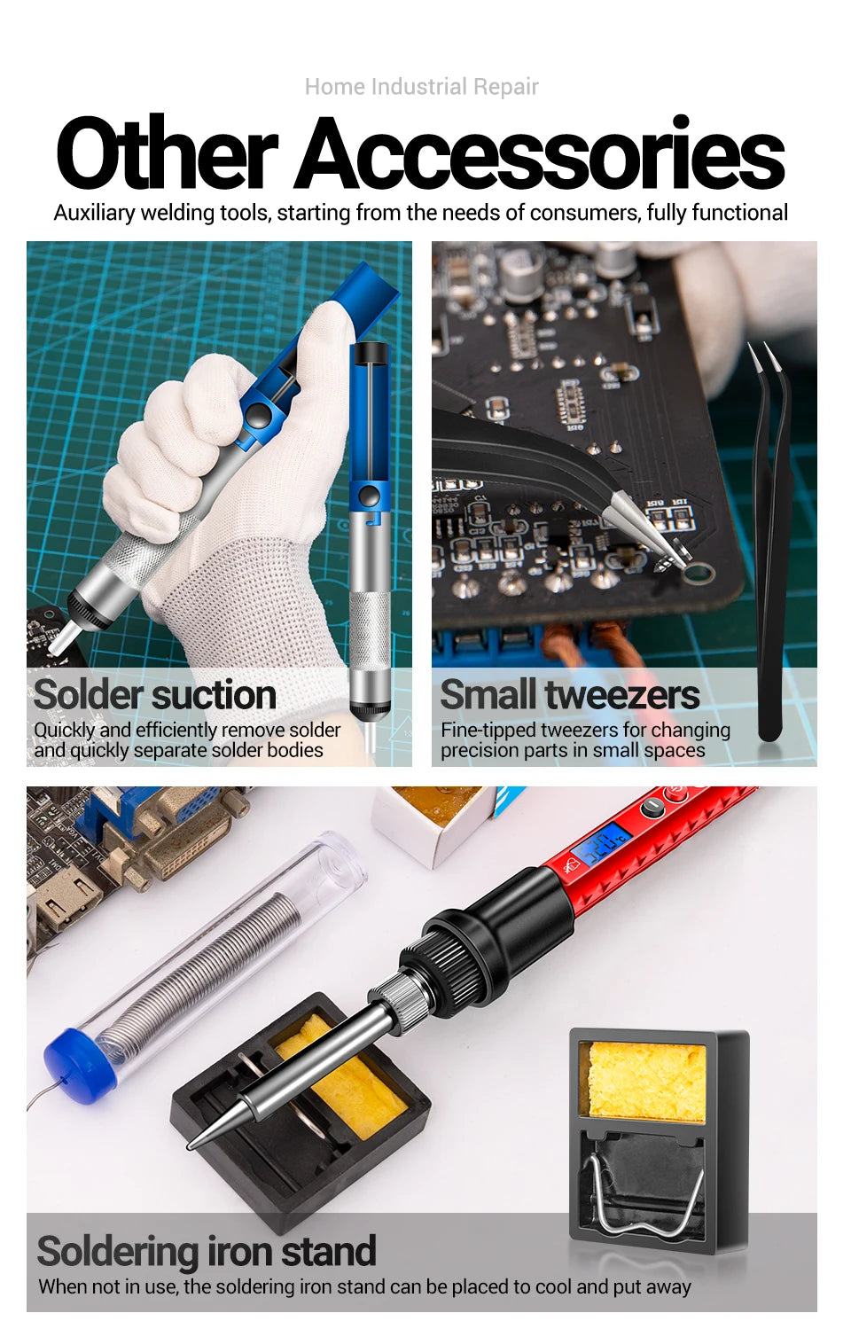 ANENG SL106 Electric Soldering Iron – Adjustable Temperature Welding & Rework Station with Heat Pencil Tip, 110V/220V