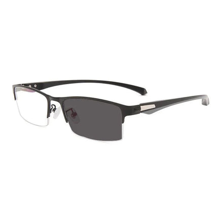 Progressive Multifocal Photochromic Reading Glasses – Anti-Blue Light Half Frame for Men with Presbyopia & Far Sight Protection