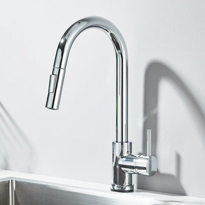 Black Pull-Out Kitchen Faucet - Deck Mounted, Flexible Hot & Cold Water Sink Mixer Tap with Stream & Shower Modes Nozzle