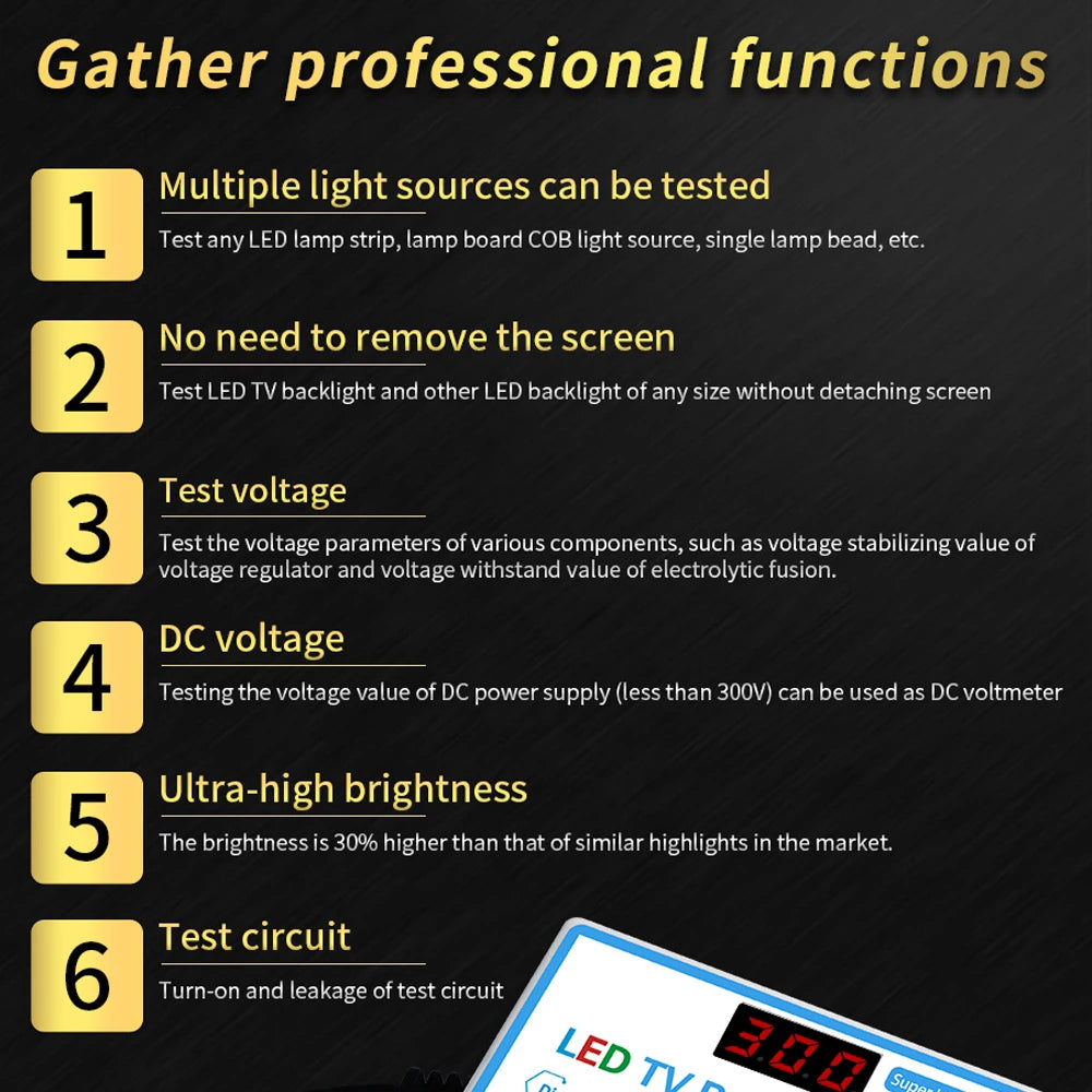 LED TV Backlight Tester – Multipurpose LED Strip and Bead Testing Tool for TV Repair and Lighting Diagnostics