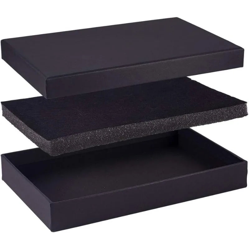 6-Pack Black Necklace Gift Boxes — 7.8x5x1.2" Kraft Cardboard Jewelry Boxes with Sponge for Necklace & Earrings, Mother’s Day Gift