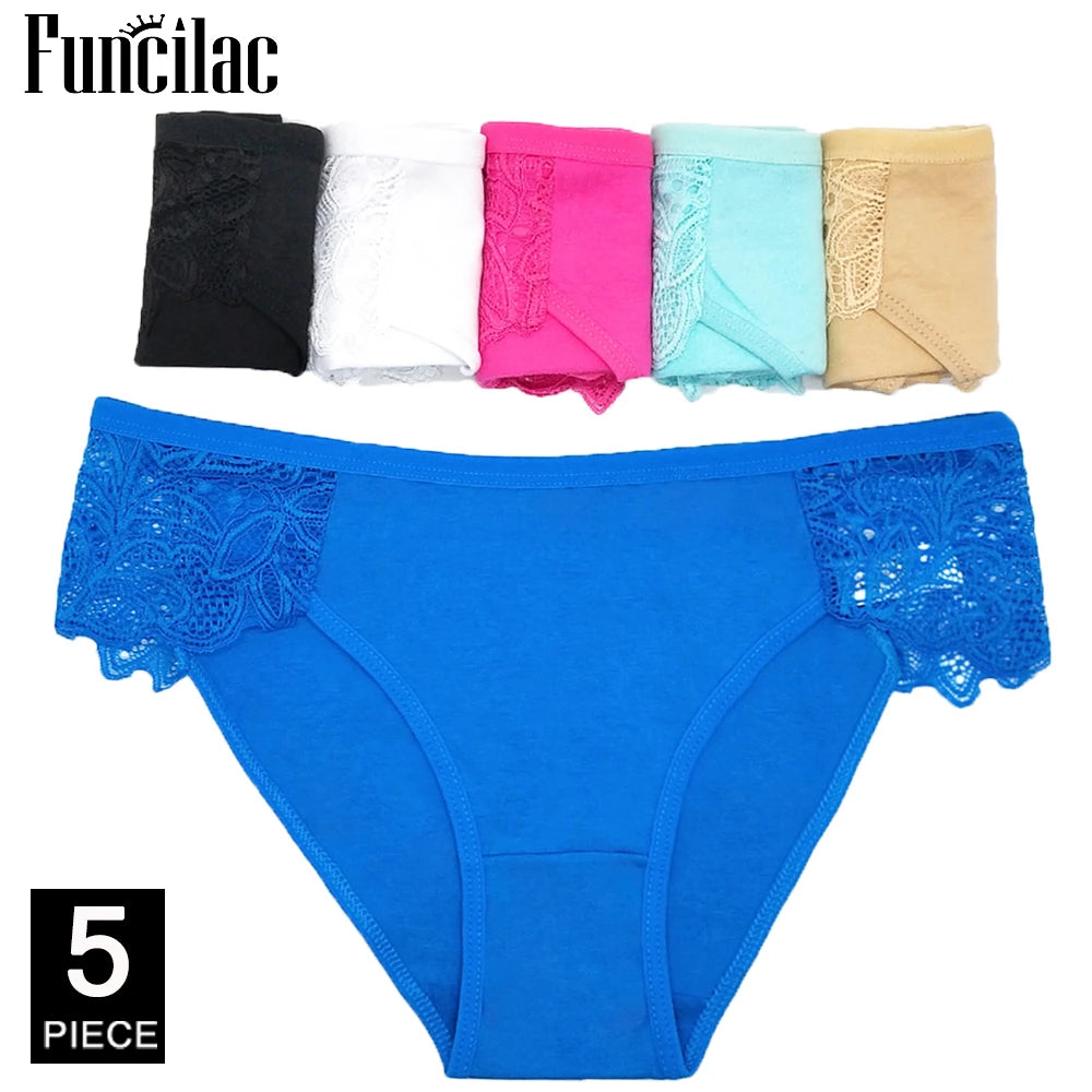 5 Pcs Women’s Cotton Panties Set - Soft Bikini Briefs Sexy Ladies Underwear Comfortable Everyday Briefs
