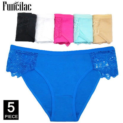 5 Pcs Women’s Cotton Panties Set - Soft Bikini Briefs Sexy Ladies Underwear Comfortable Everyday Briefs