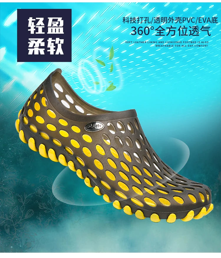 Men’s Vacation Beach Sandals - Unisex Lightweight Aqua Shoes, Outdoor Wading & Garden Slippers, Large Size Travel Footwear