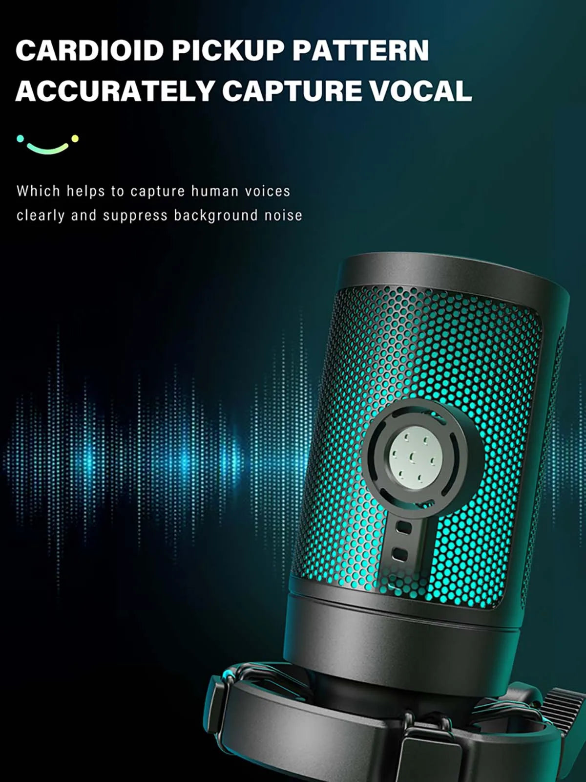 FIFINE AmpliGame A2 RGB USB Gaming Microphone with Mute Touch, Condenser Mic with Tripod for PC PS4 PS5 Laptop Streaming