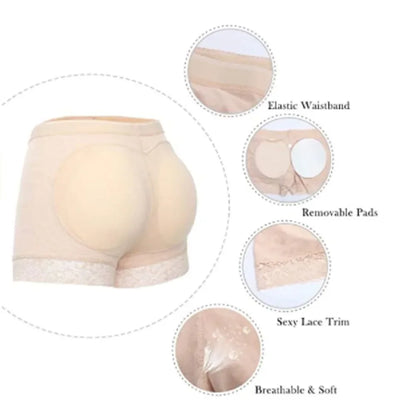 Women's Soft Breathable Butt Lifter Panties – High-Waist Push-Up Padded Cotton Underwear