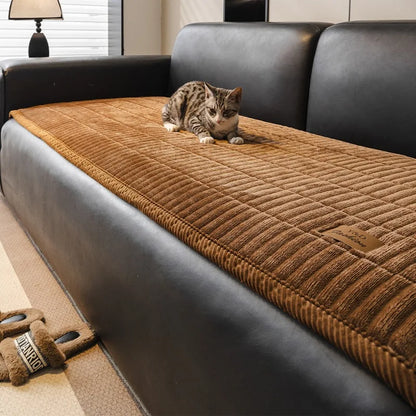 Flannel Sofa Cover - Thickened Non-Slip Couch Protector for Autumn & Winter