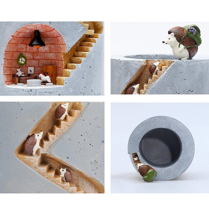 Creative Hedgehog Resin Planter - Decorative Flower Pot for Succulents and Air Plants - Ideal for Home, Garden, and Tabletop Decor